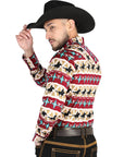 El General Casual Long-Sleeve Shirt in Burgundy — Black/Gold