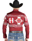 El General Casual Long Sleeve Shirt in Burgundy