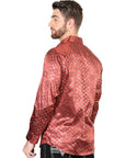 El General Burgundy/Gold Casual Long-Sleeve Shirt