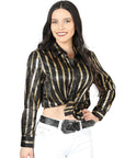 El General Casual Long-Sleeve Shirt in Black/Gold