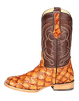 El General Men's Exotic Monster Fish Rodeo Boots in Honey