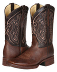 El General Men’s Leather Cowboy Boot - Made in Mexico - Brown 44655