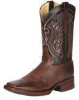 El General Men’s Leather Cowboy Boot - Made in Mexico - Brown 44655
