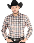El General Casual Long Sleeve Shirt in Beige/Black