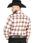El General Casual Long Sleeve Shirt in Orange/Beige