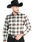 El General Casual Long Sleeve Shirt in Brown/Sand