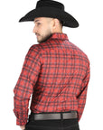 El General Casual Long Sleeve Shirt in Red/Black
