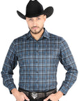 El General Casual Long Sleeve Shirt in Gray/Blue