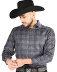 El General Casual Long Sleeve Shirt in Gray/Brown