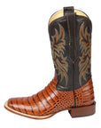 El General Rodeo - Printed Alligator Leather Boots in Cognac