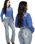 Centenario Bootcut Denim Jeans in Light Blue