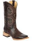 El General Men's Exotic Lizard Rodeo Cowboy Boots in Brown