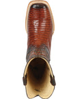 El General Men's Exotic Lizard Rodeo Cowboy Boots in Cognac