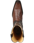 El General Men's Exotic Ostrich Leather Cowboy Boots in Brown