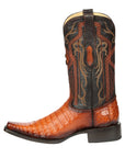 El General Men's Exotic Caiman Belly Cowboy Boots in Cognac