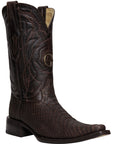 El General Men's Exotic Python Leather Cowboy Boots in Brown