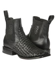 El General Men's Petatillo Woven Ankle Boots in Black