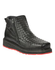 El General Men's Woven Ankle Boots with Zipper in Black