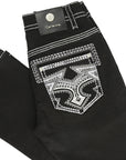 Centenario Men's Black Denim with White/Gray Embroidered Details