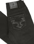 Men's Black Boot Cut Jeans Featuring Subtle Ornamental Embroidery On Back Pockets