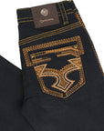 Centenario Men's Rinse Blue Denim with Gold Embroidered Details
