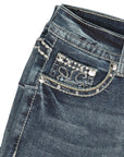 Centenario Hip-Up Bootcut Denim Jeans in Dark Blue