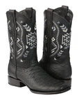 El General Men's Python Imitation Rodeo Boots in Black