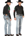 Centenario Men's Premium Denim Boot Cut Pants in Black