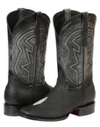 El General Men’s Leather Cowboy Boots - Embossed Stingray Print - Black 45566