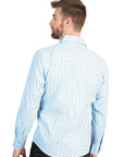 Breathable Slim Fit Long Sleeve Western Shirt For Men In Navy Blue