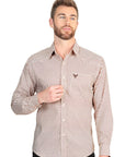 El General Men's Slim Fit Long Sleeve Western Shirt in Khaki