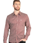 El General Men's Long Sleeve Western Shirt in Burgundy
