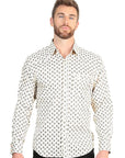 El General Men's Slim Fit Long Sleeve Western Shirt in Beige