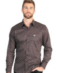 El General Men's Long Sleeve Western Shirt in Brown
