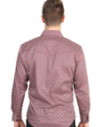 El General Men's Long Sleeve Western Shirt in Burgundy