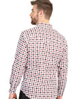 El General Men's Long Sleeve Western Shirt in White/Red