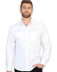 El General Men's Slim Fit Long Sleeve Western Shirt in White