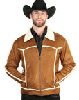 El General Men's Tan Suede Sherpa-Lined Jacket