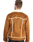 El General Men's Tan Suede Sherpa-Lined Jacket