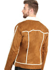 El General Men's Tan Suede Sherpa-Lined Jacket