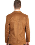 Mens Timeless Tan Suede Western Style Blazer For Sophisticated Casual Wear Everyday