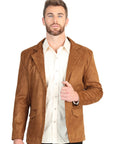 Mens Timeless Tan Suede Western Style Blazer For Sophisticated Casual Wear Everyday