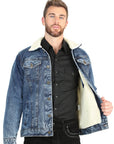 El General Men's Light Blue Denim Sherpa-Lined Jacket