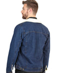 El General Men's Dark Blue Denim Sherpa-Lined Jacket