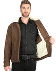 El General Men's Brown Sherpa-Lined Soft Shell Jacket