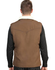 Brown Western Style Men's Vest With Authentic Rugged NylonShellComposite And Lining