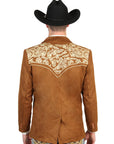 El General Men's Suede Western Embroidered Blazer in Tan