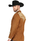 El General Men's Suede Western Embroidered Blazer in Tan