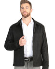 Men's Black Suede Zipper Jacket With Premium Meticulous Craftsmanship And Everyday Comfort