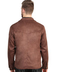 El General Men's Suede Zipper Jacket in Brown